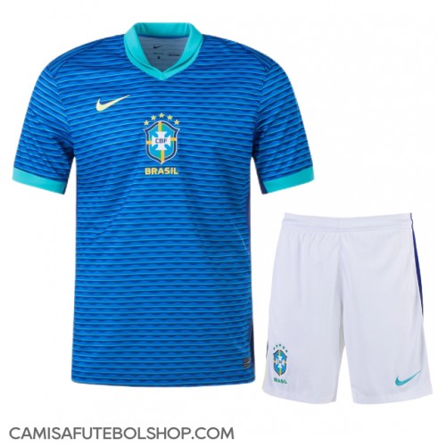 Camisa de time de futebol Brasil Replicas 2º Equipamento Infantil Copa America 2024 Manga Curta (+ Calças curtas)